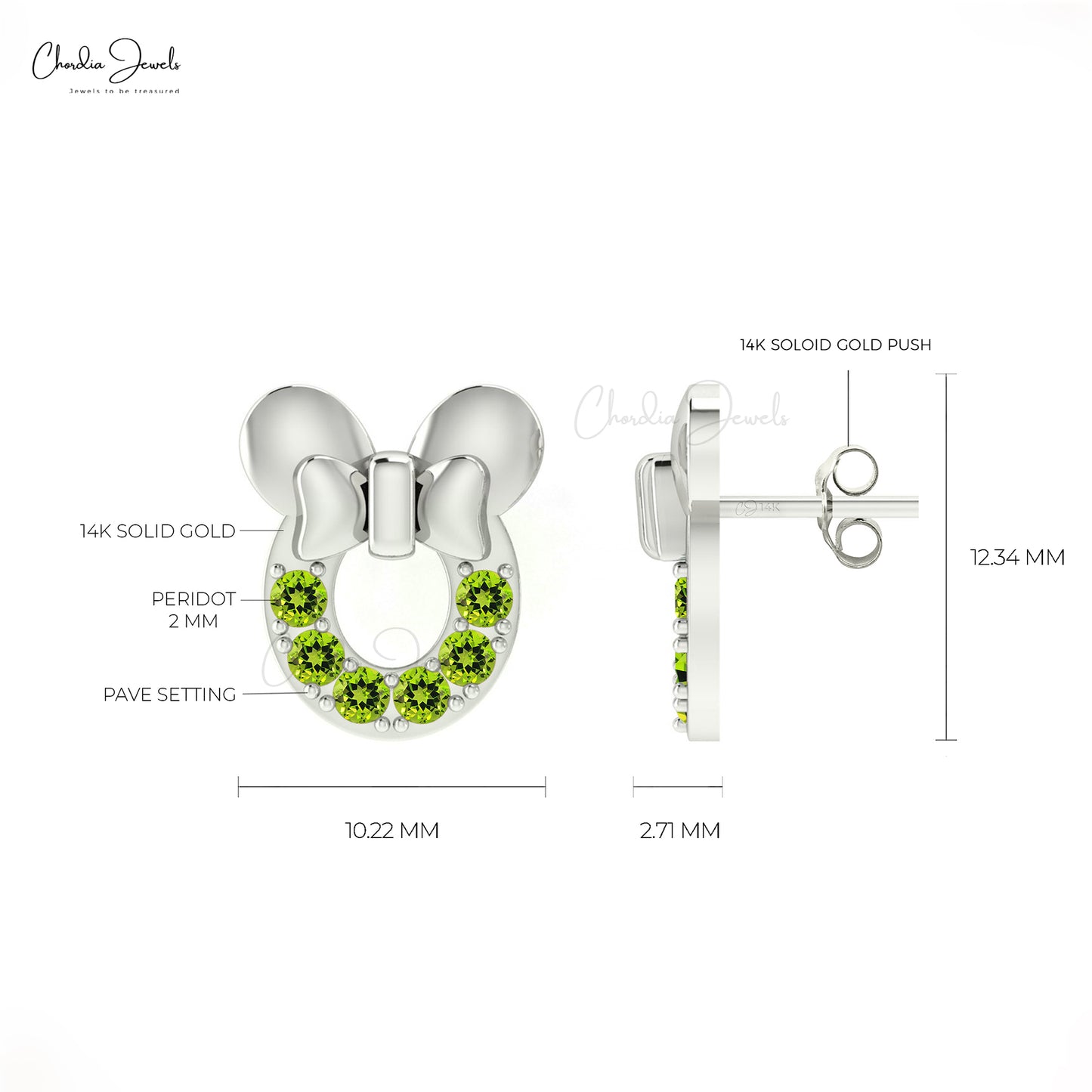 peridot  studs earrings