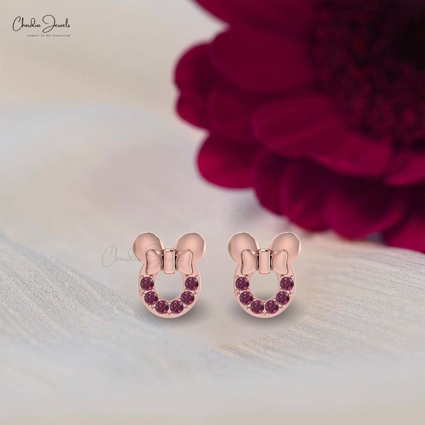 14k gold rhodolite garnet studs