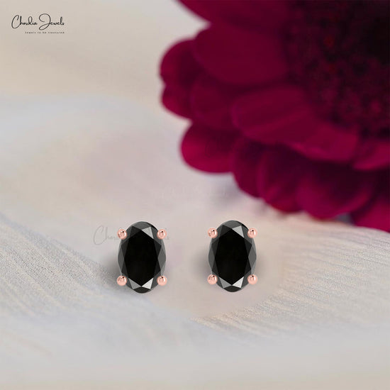 14k gold black diamond earrings