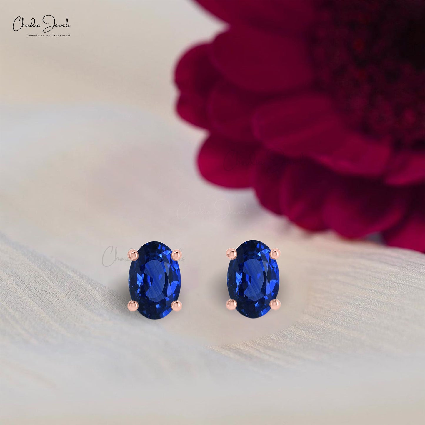 Genuine 1.44ct Blue Sapphire Solitaire Stud Earrings 14k Real Gold Single Stone Small Studs