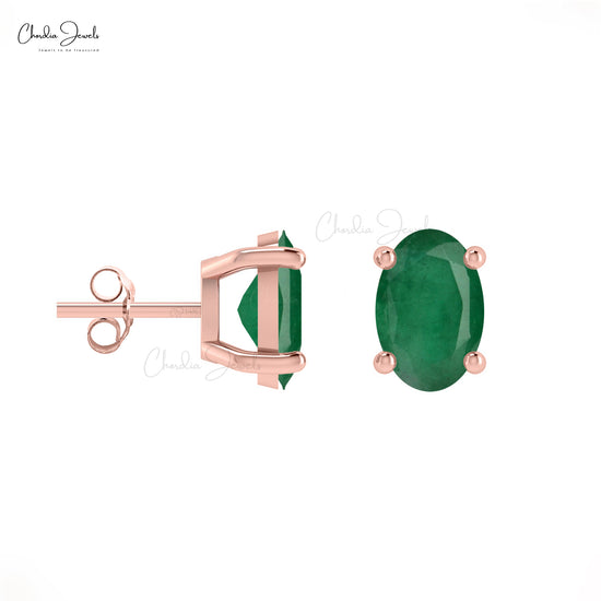 Captivate hearts with our green emerald studs.