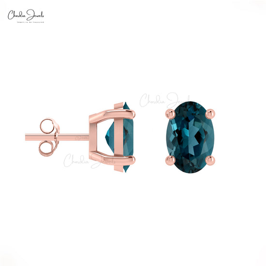 Oval Cut Gemstone Studs Earrings