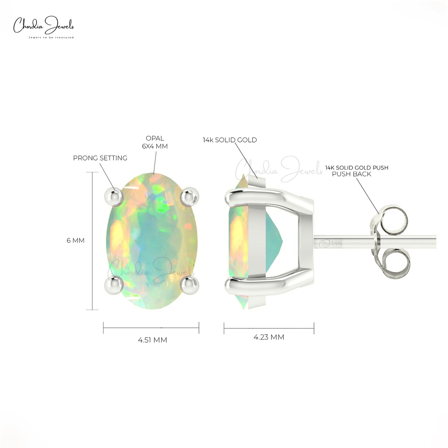 14k Real Gold Solitaire Earrings For Wedding Gift