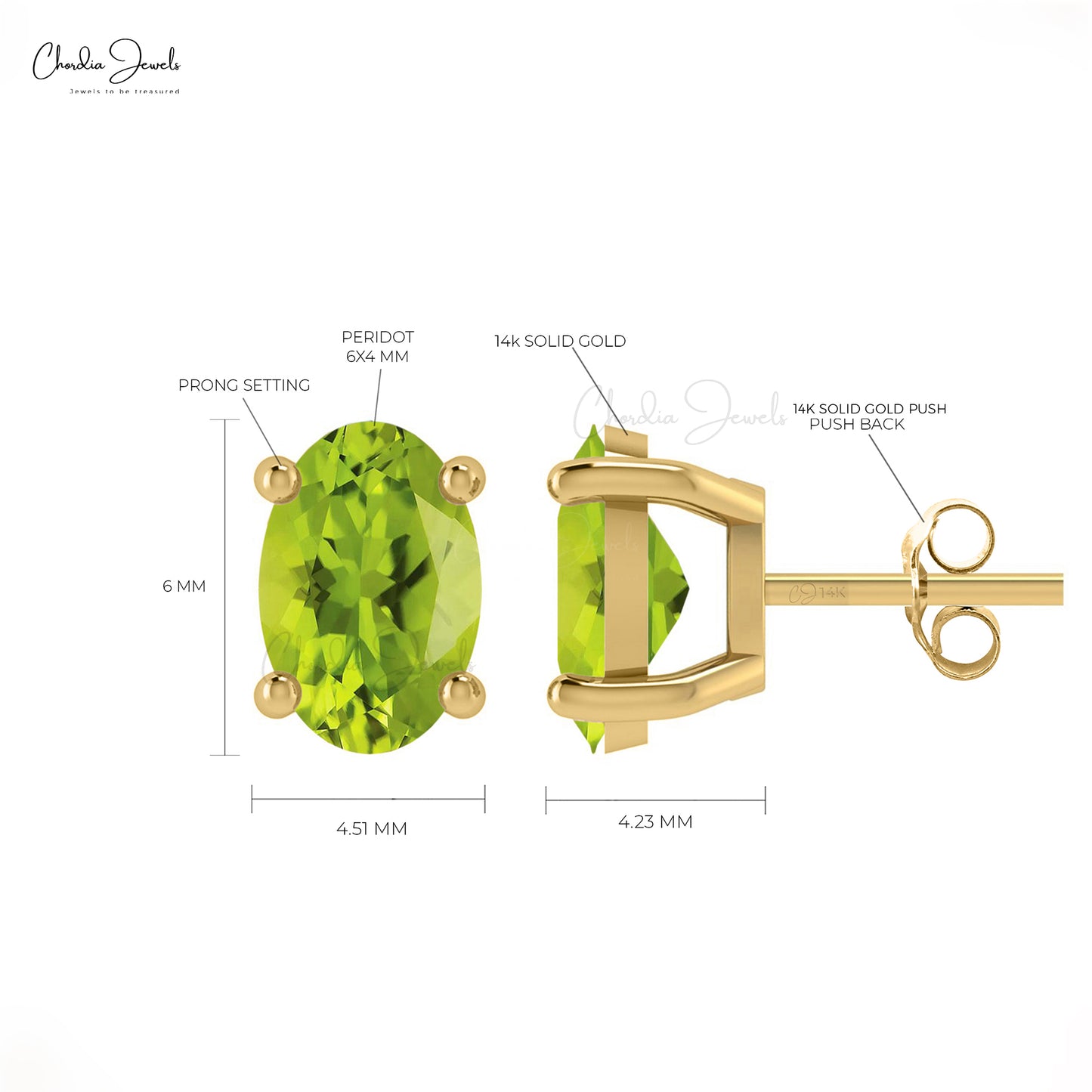 14k Solid Gold Push Back Studs Earrings