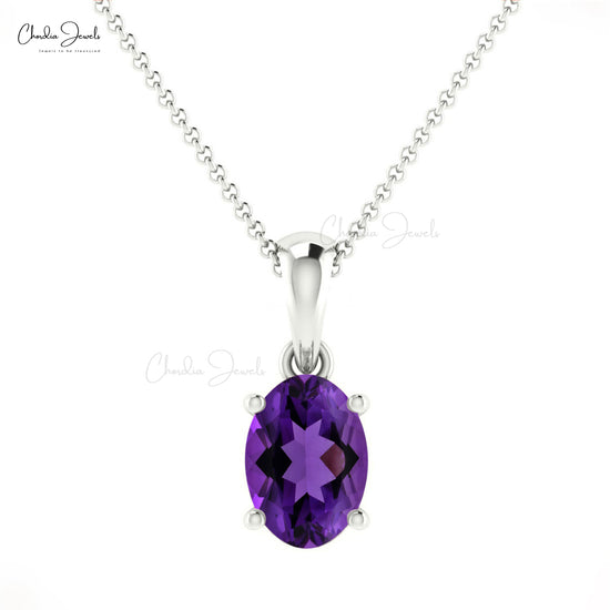 Genuine 0.44ct Amethyst Minimalist Pendant 14k Real Gold Classic Gemstone Pendant For Her