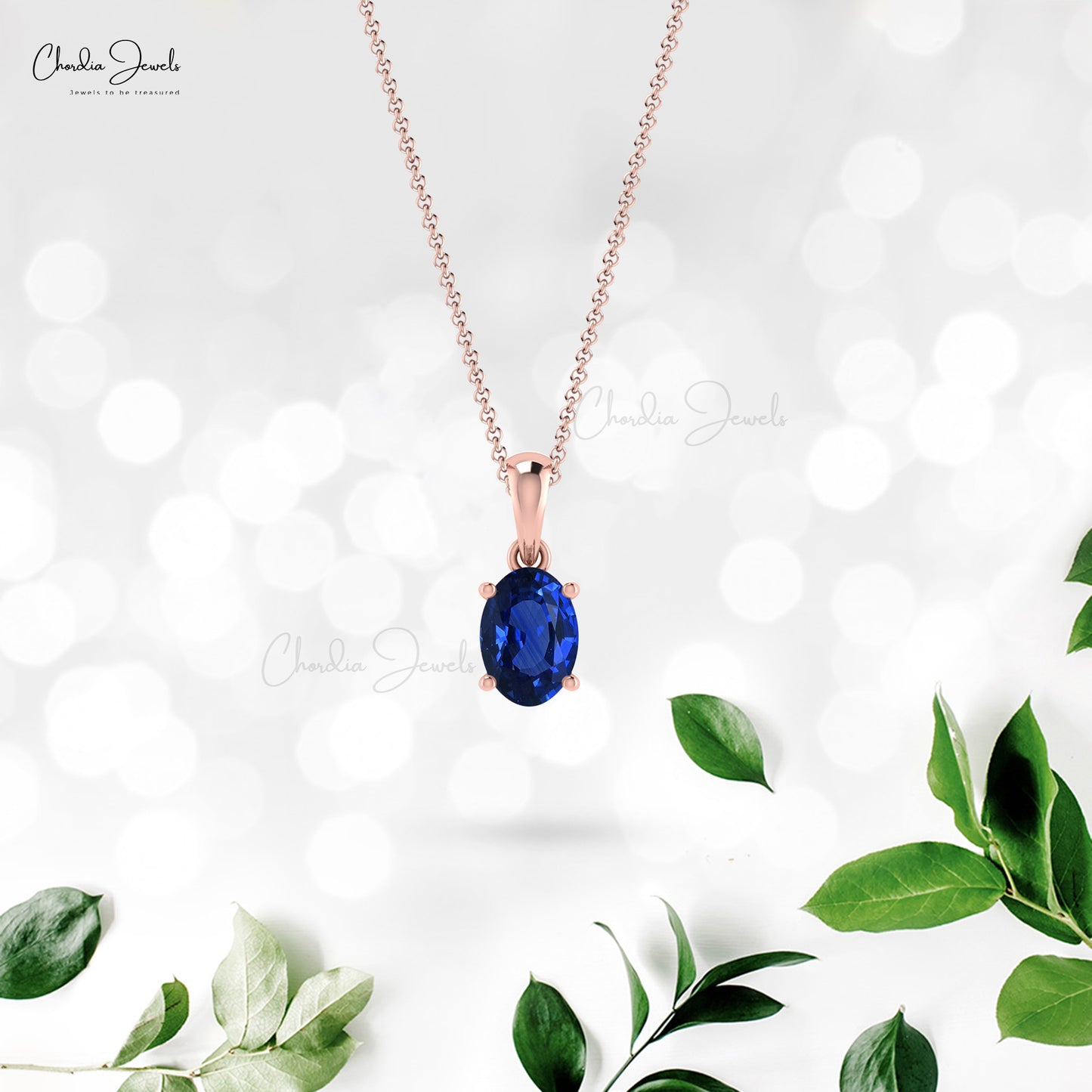 blue sapphire dainty pendant