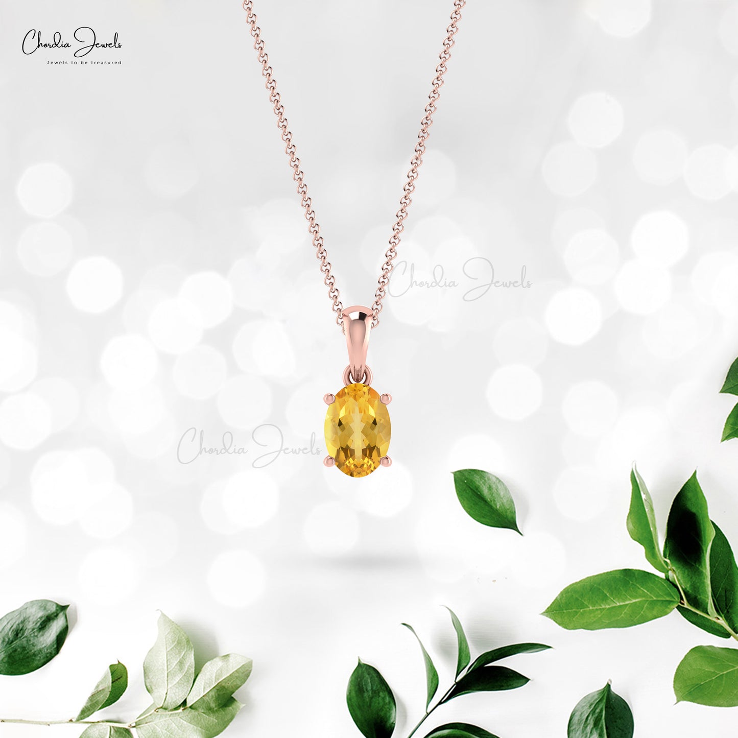 Natural 0.42ct Citrine Gemstone Pendant 14k Solid Gold Chain Pendant For Birthday Gift