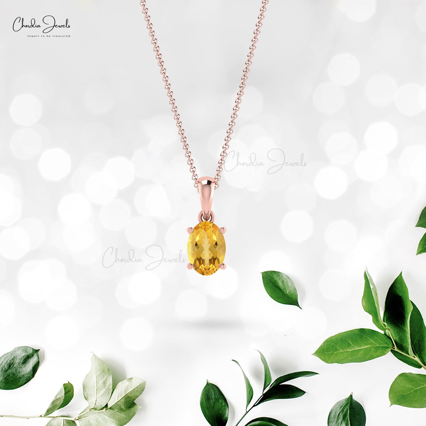 Load image into Gallery viewer, Natural 0.42ct Citrine Gemstone Pendant 14k Solid Gold Chain Pendant For Birthday Gift
