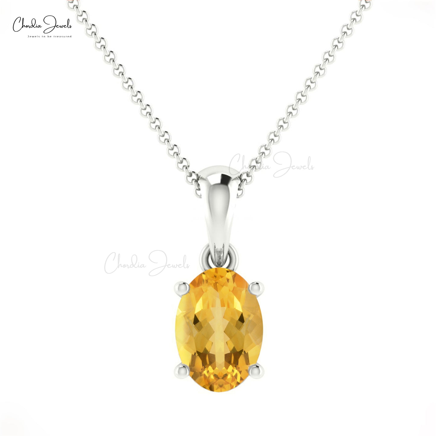 Natural 0.42ct Citrine Gemstone Pendant 14k Solid Gold Chain Pendant For Birthday Gift