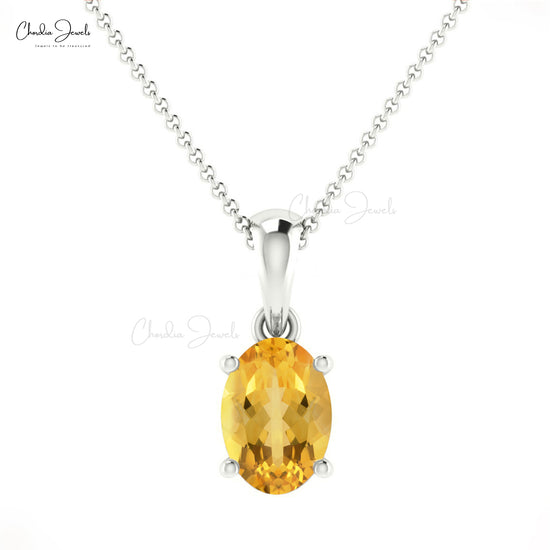 Natural 0.42ct Citrine Gemstone Pendant 14k Solid Gold Chain Pendant For Birthday Gift