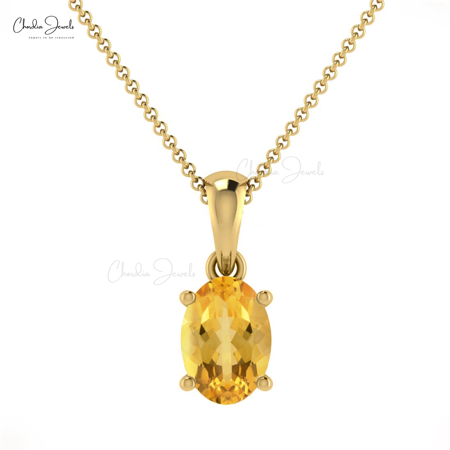 Load image into Gallery viewer, Natural 0.42ct Citrine Gemstone Pendant 14k Solid Gold Chain Pendant For Birthday Gift

