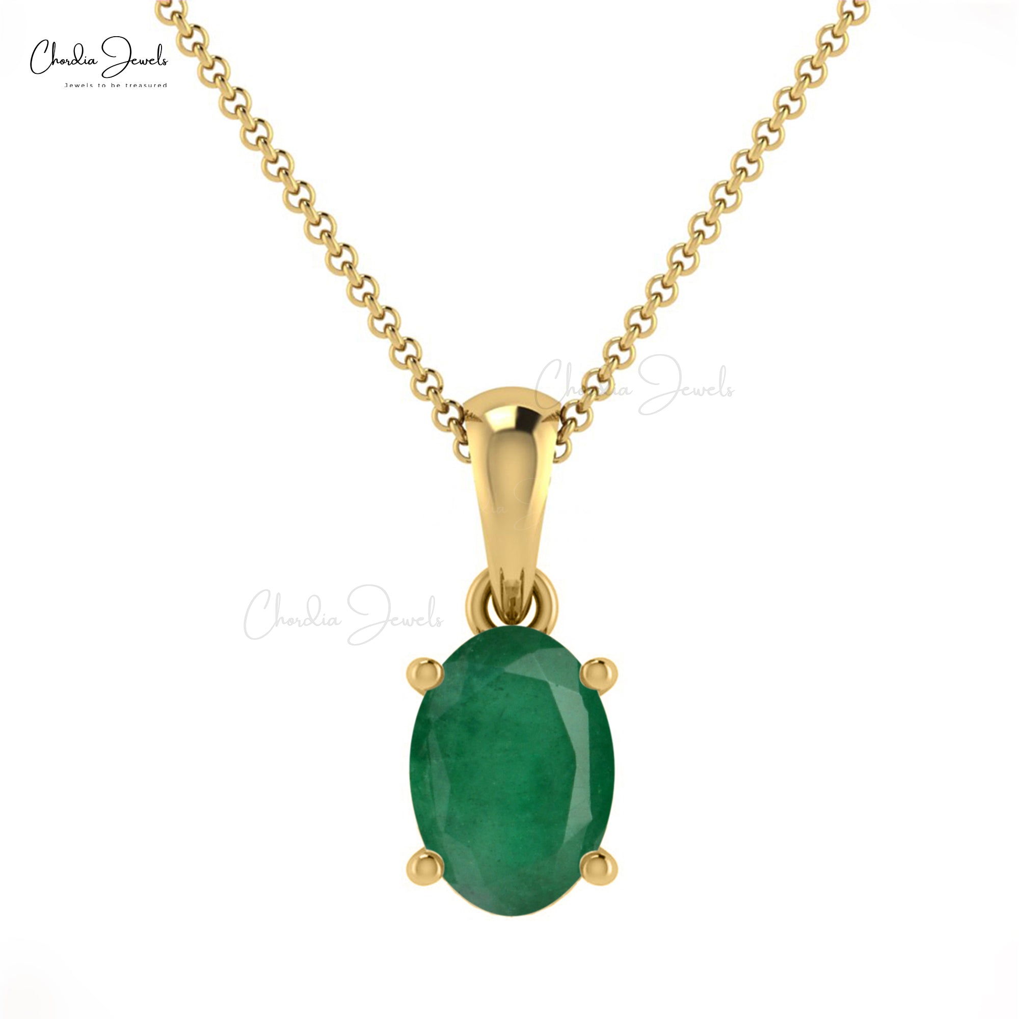 Buy Emerald Handmade Pendants in 14k Real Gold Chordia Jewels