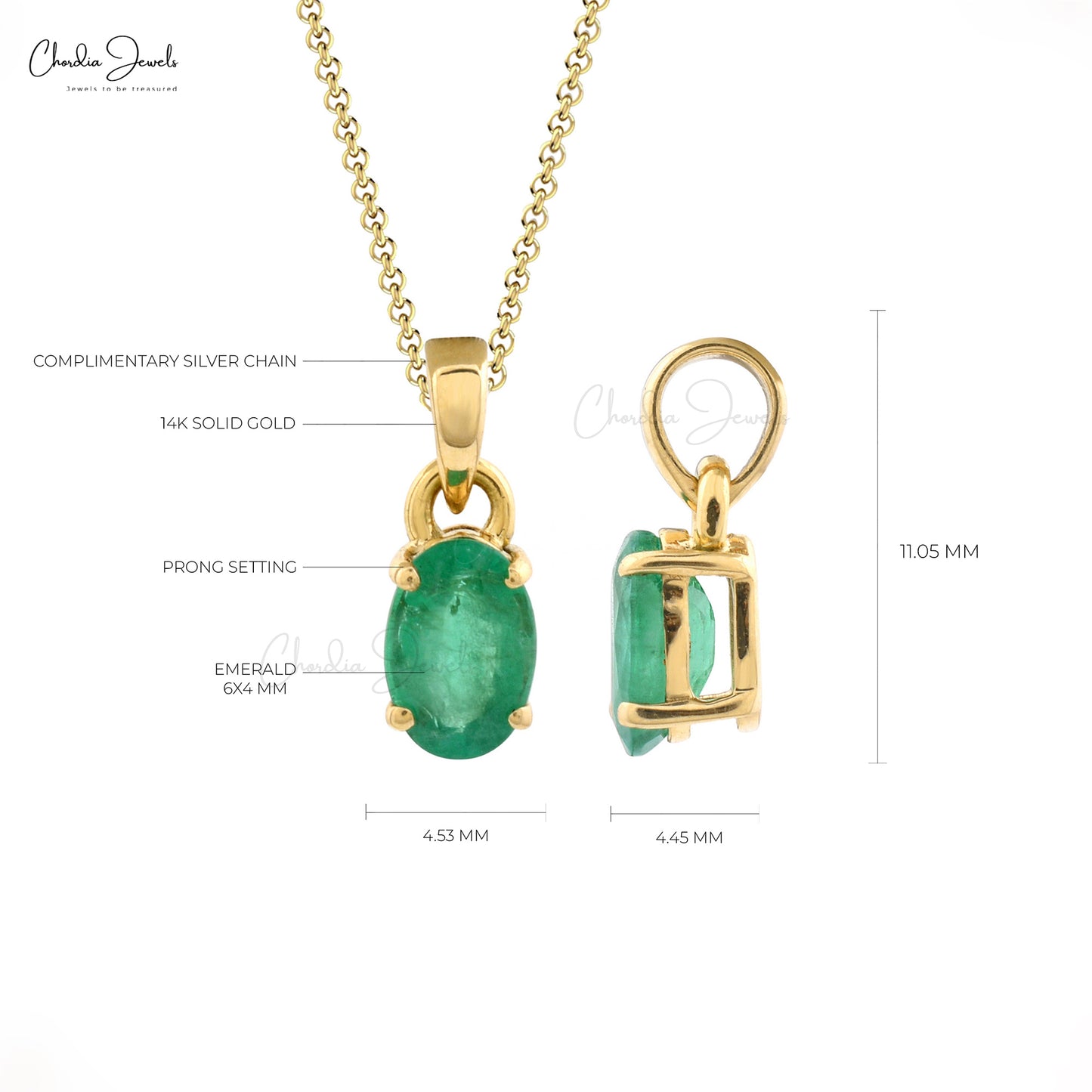 Load image into Gallery viewer, Solitaire Pendant In 14k Yellow Gold Genuine 0.41ct Emerald Single Stone Pendant For Love
