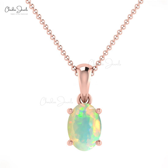 Solitaire Wedding Charm in 0.28 Ct Fire Opal Gemstone 14k Solid Gold Dangle Pendant