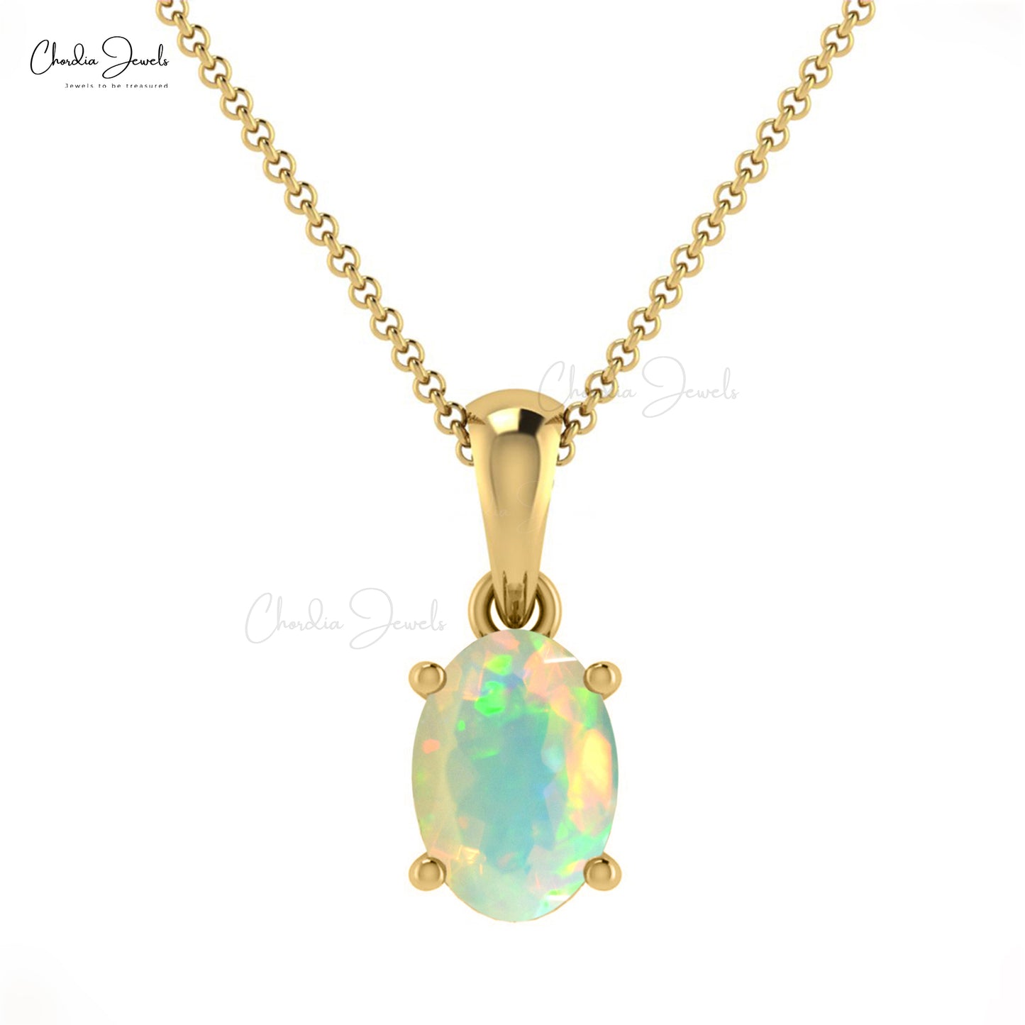 Load image into Gallery viewer, Elegant Opal 6x4mm Oval Gemstone Solitaire Pendant 14k Gold Charm Pendant For Mother&amp;#39;s Day
