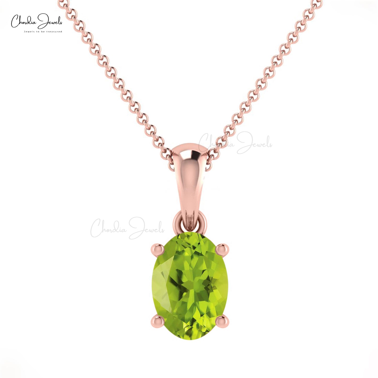 Authentic 6x4mm Peridot Gemstone Pendant 14k Solid Gold Light Weight Handmade Pendant