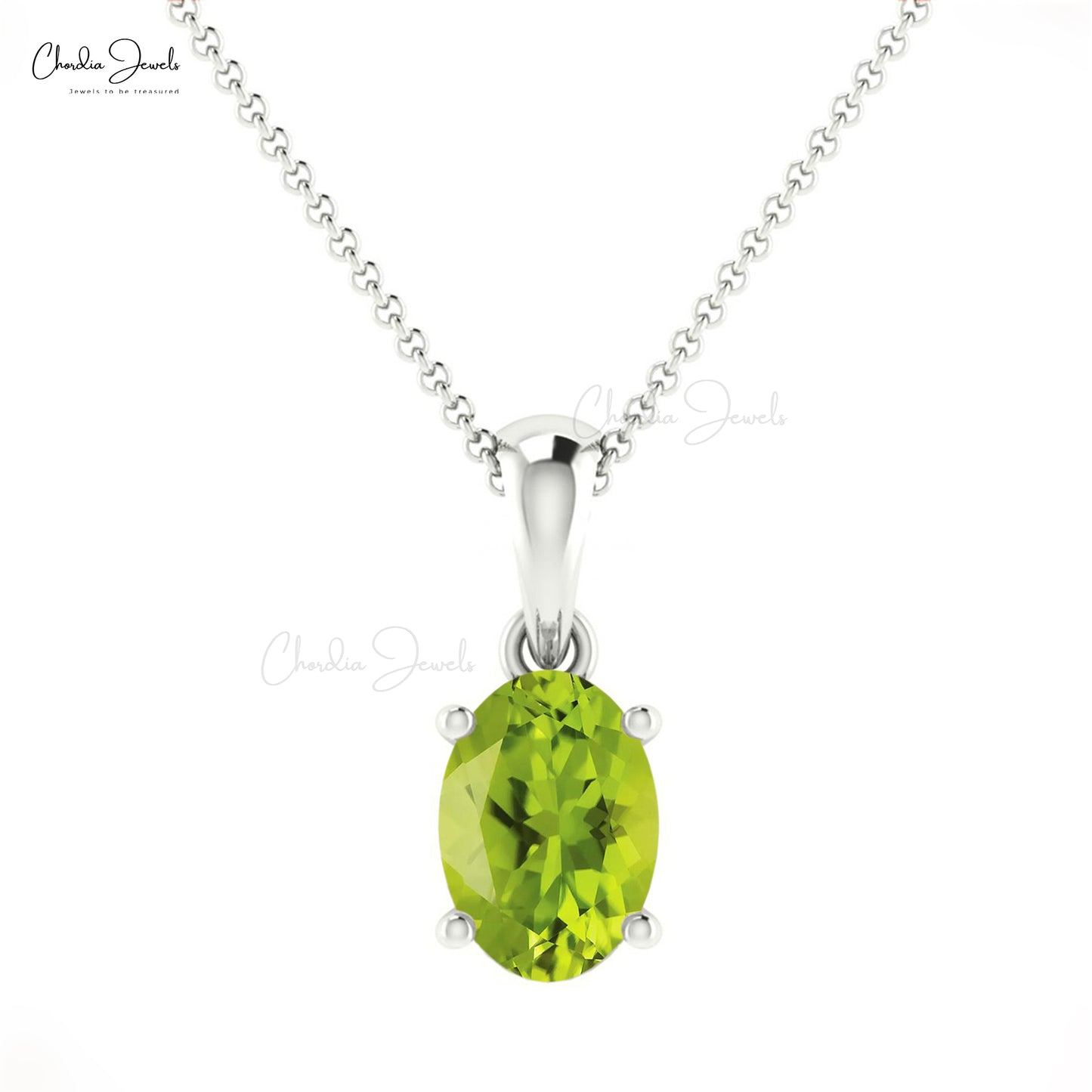 Natural Peridot 0.55Ct Oval Cut Minimalist Pendant 14k Solid Gold Solitaire Charm Pendant