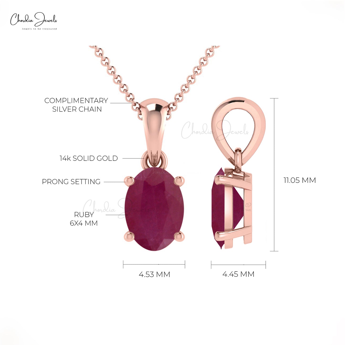 Load image into Gallery viewer, Natural Ruby Gemstone Pendant 0.41Ct Oval Cut Solitaire Pendant In 14k Solid Gold Jewelry
