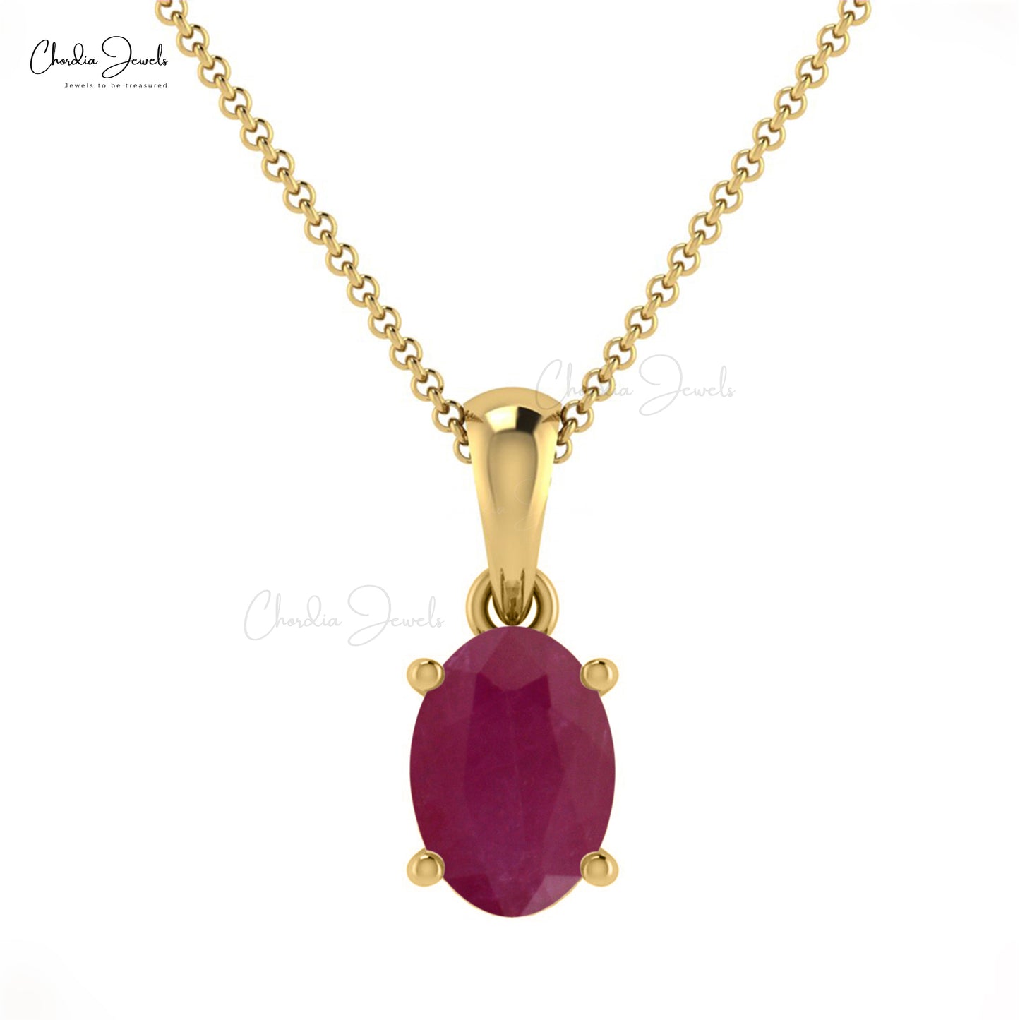 Stunning Ruby Gemstone Solitaire Pendant in 14k Solid Gold 6x4mm July Birthstone Jewelry