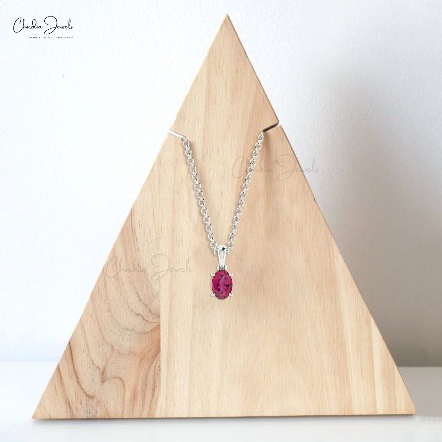 Genuine Pink Tourmaline Solitaire Pendant in Real 14k Gold Handmade Light Weight Jewelry