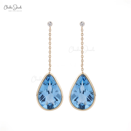 Swiss Blue Topaz Dangle Earrings