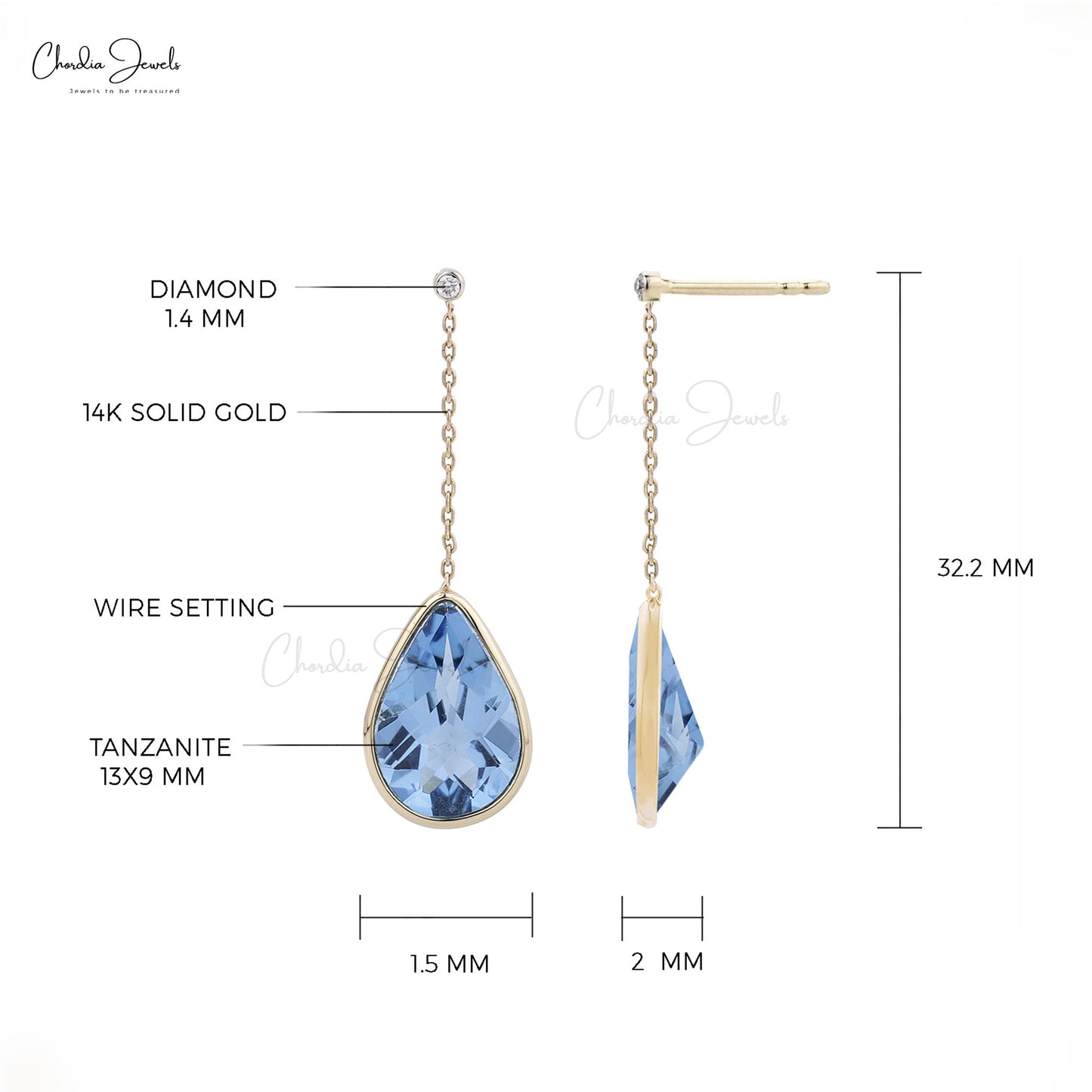 14k Solid Gold December Birthstone Earrings