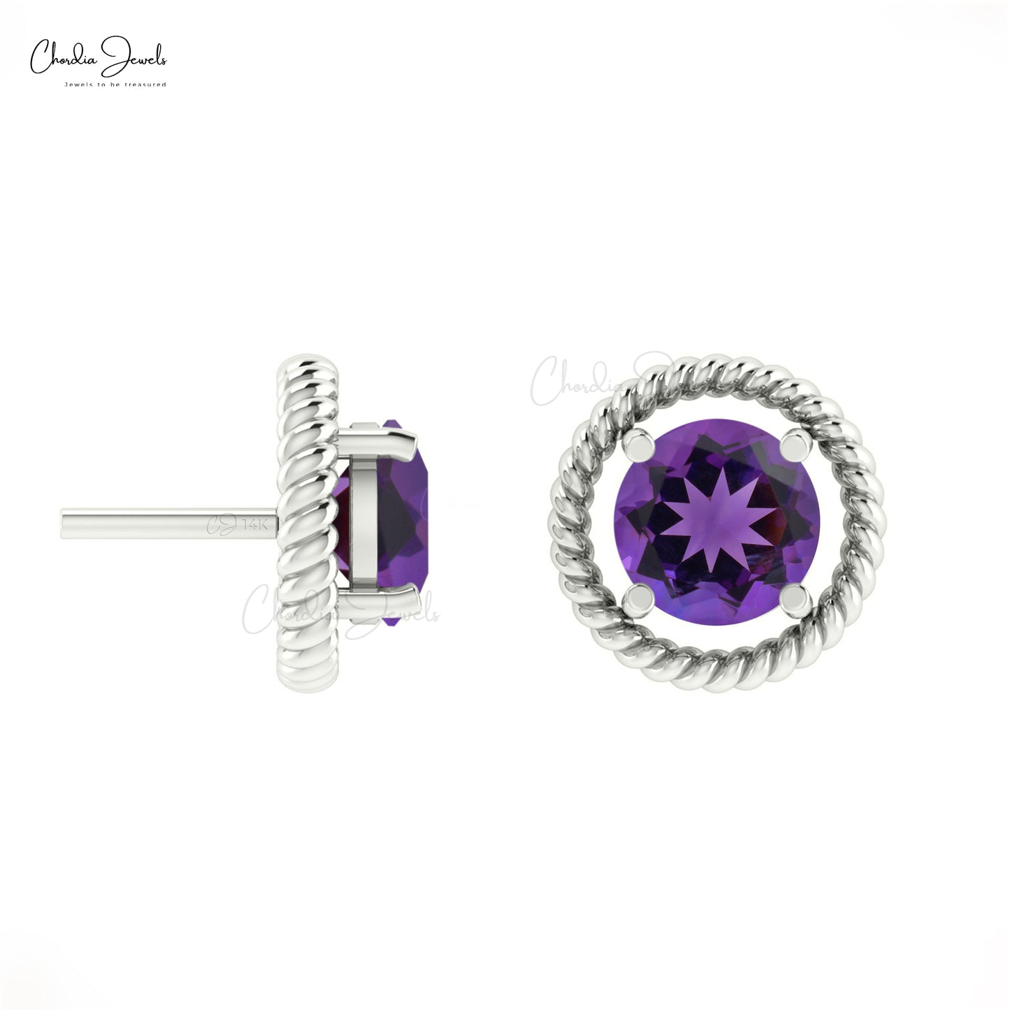 Buy Natural Amethyst Stud Earrings