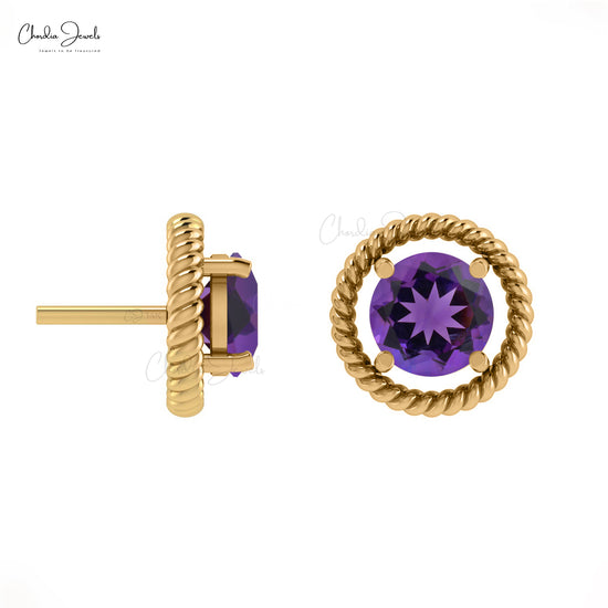 Buy Natural Amethyst Stud Earrings