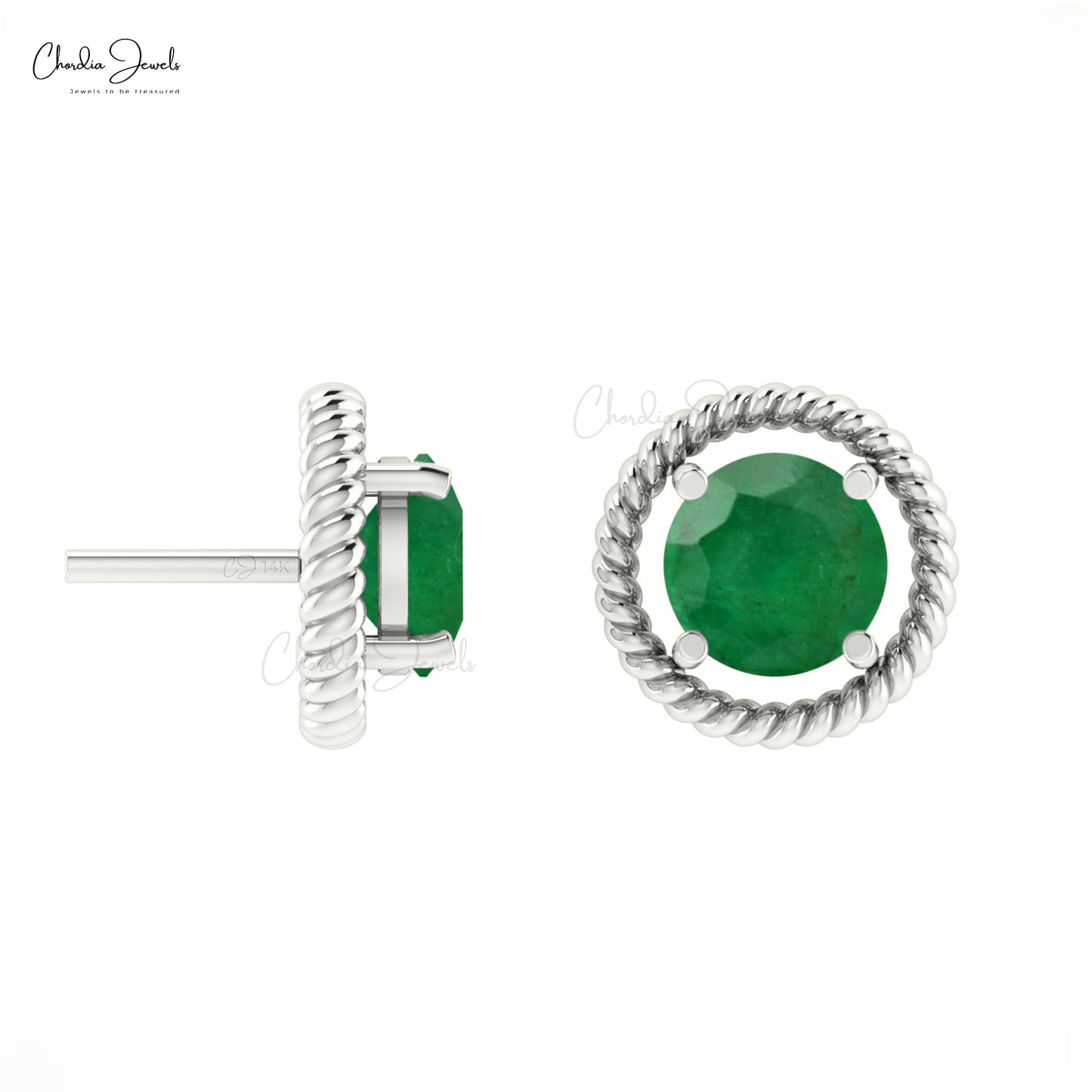  Real Emerald Spiral Earrings