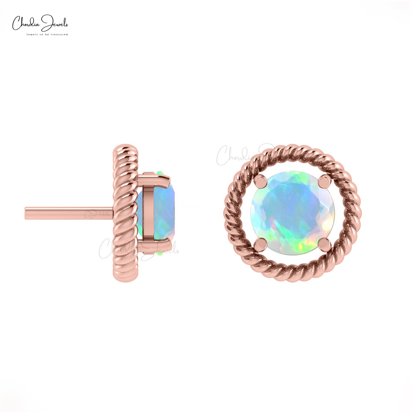 Prong Set Opal Studs Earrings