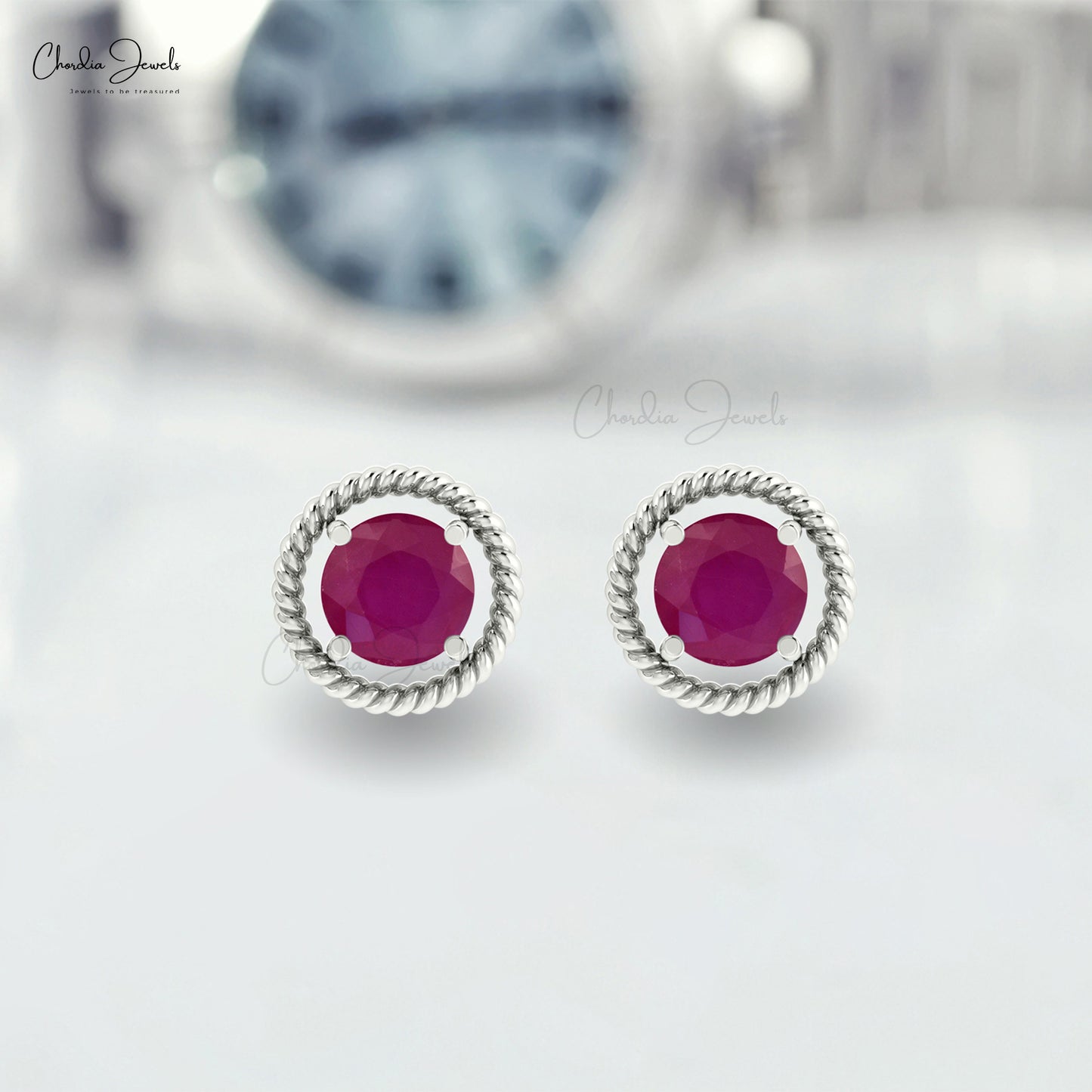 Round Ruby Earrings