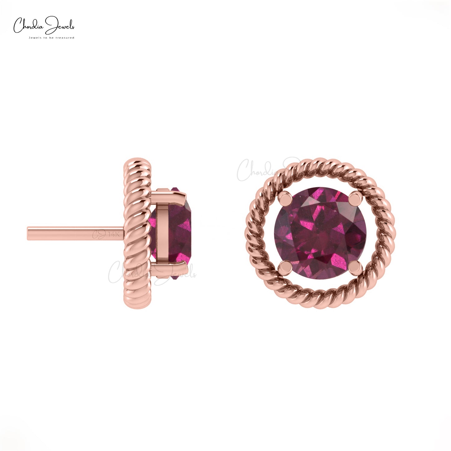 Rhodolite Garnet Spiral Studs