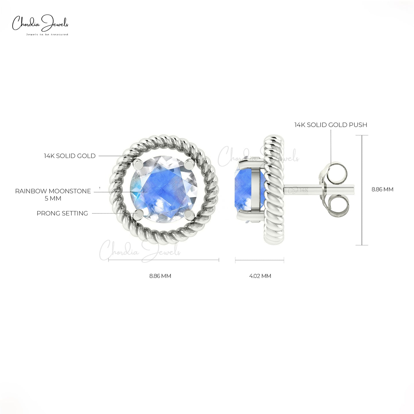Natural Rainbow moonstone earrings