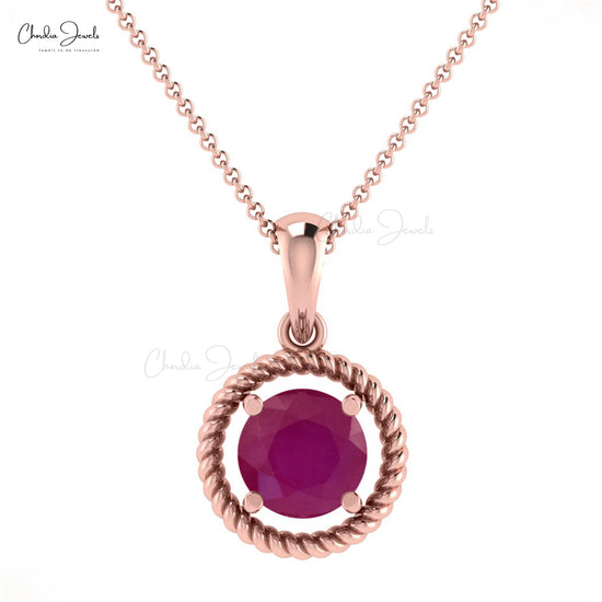 Natural Ruby 0.47carat Spiral Pendant 14k Real Gold July Birthstone Pendant For Women