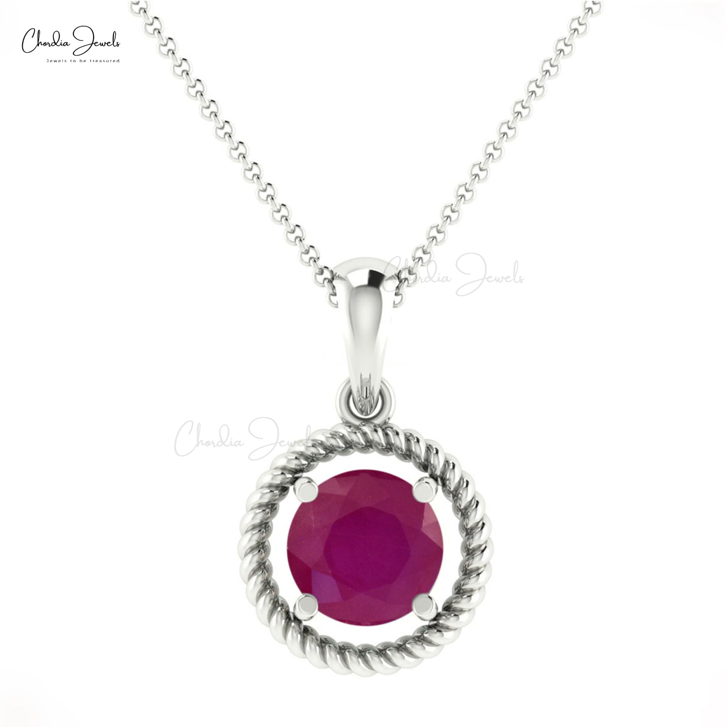 Natural Ruby 0.47carat Spiral Pendant 14k Real Gold July Birthstone Pendant For Women