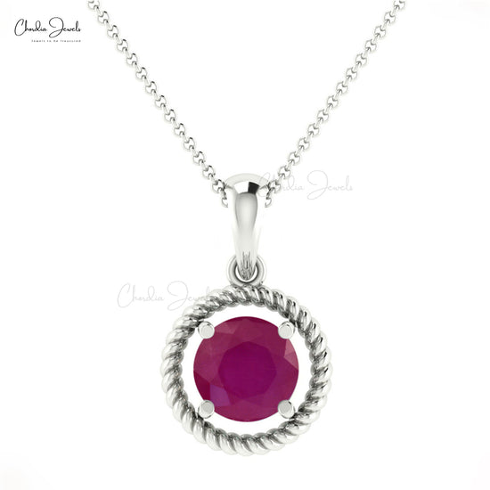 Natural Ruby 0.47carat Spiral Pendant 14k Real Gold July Birthstone Pendant For Women