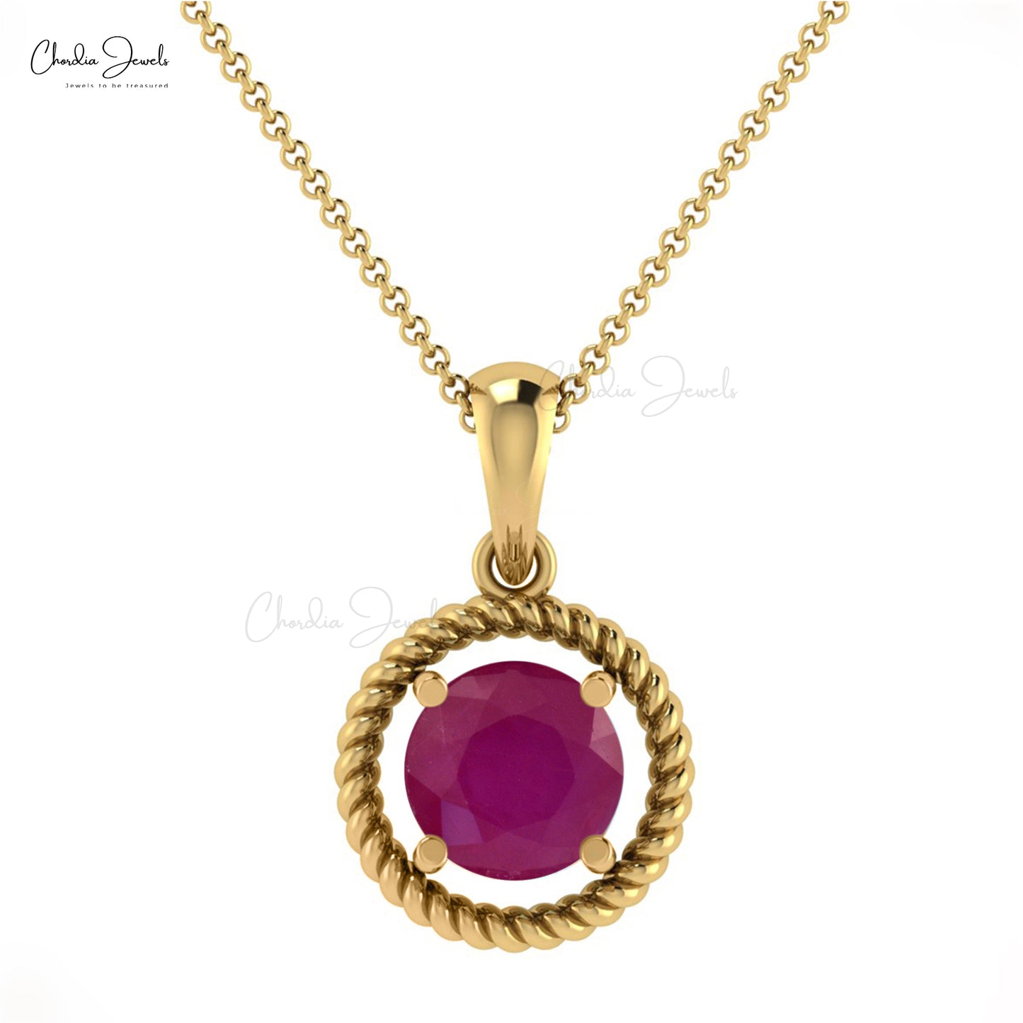 Natural Ruby 0.47carat Spiral Pendant 14k Real Gold July Birthstone Pendant For Women