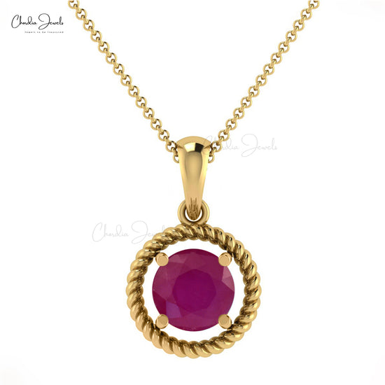 Natural Ruby 0.47carat Spiral Pendant 14k Real Gold July Birthstone Pendant For Women