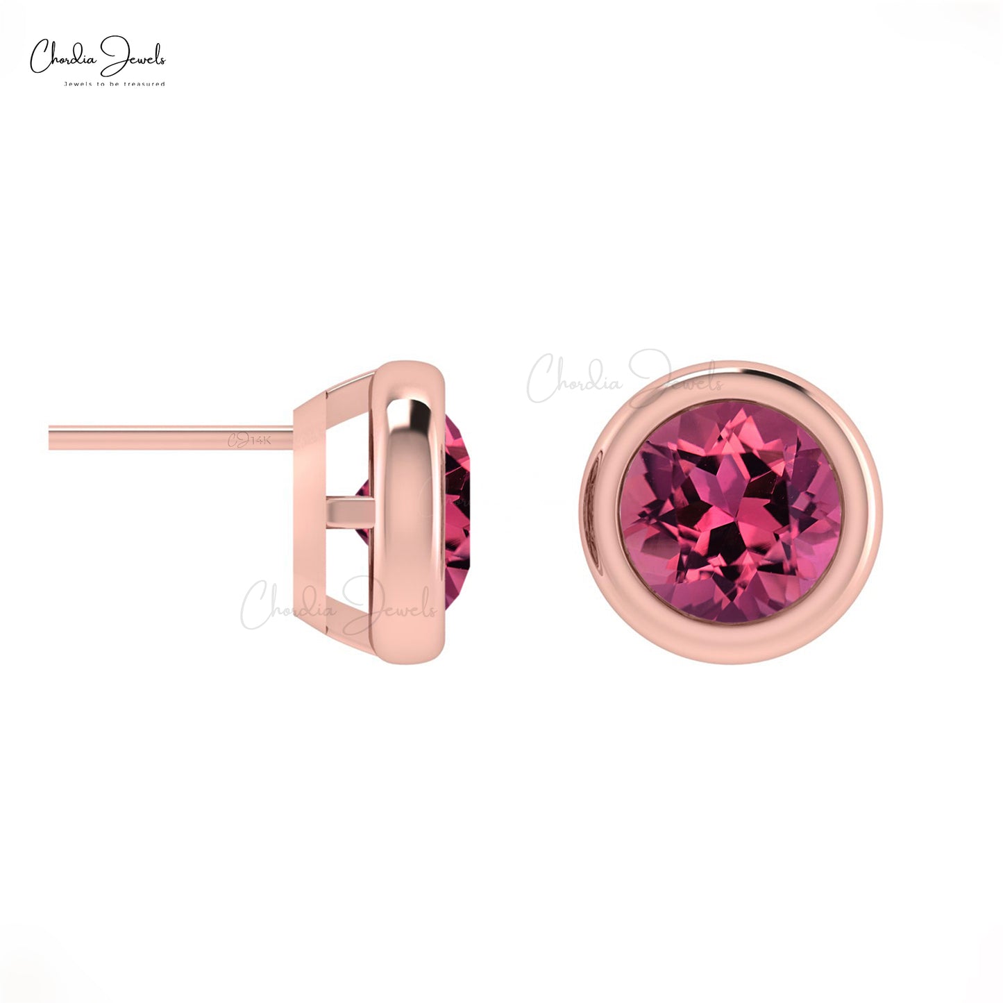 Round Cut Gemstone Studs