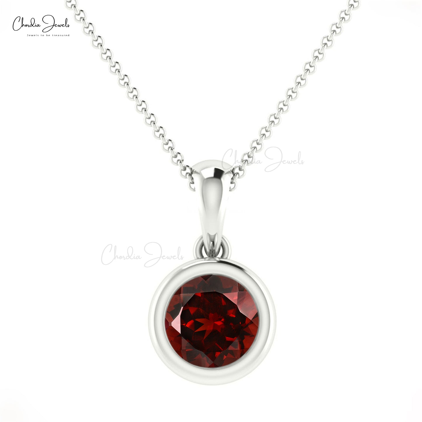 Elegant Garnet Dainty Solitaire Pendant 0.58Ct Round Cut Gemstone Solid 14k Gold Hallmark Jewelry