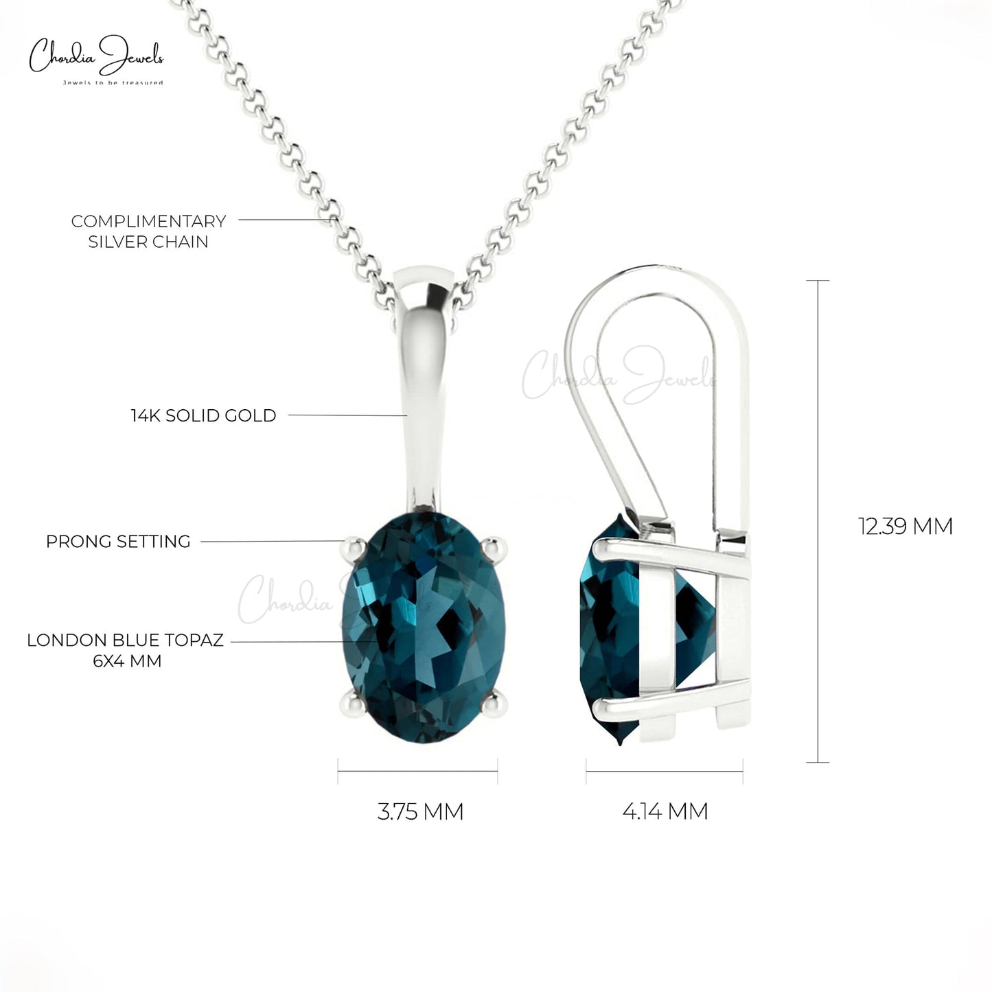 London Blue Topaz Solitaire Pendant