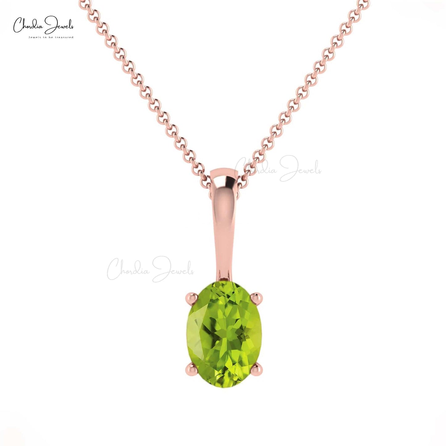 Oval Cut 0.55Ct Genuine Peridot Gemstone Solitaire Pendant 14k Real Gold Hallmark Jewelry