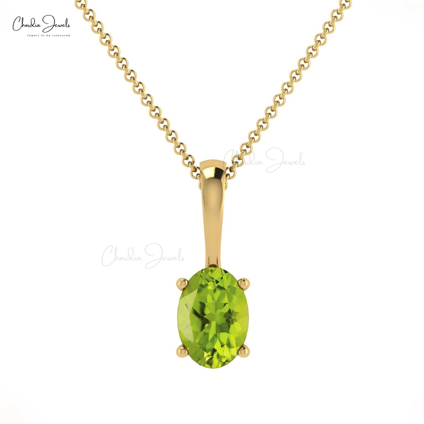 Oval Cut 0.55Ct Genuine Peridot Gemstone Solitaire Pendant 14k Real Gold Hallmark Jewelry
