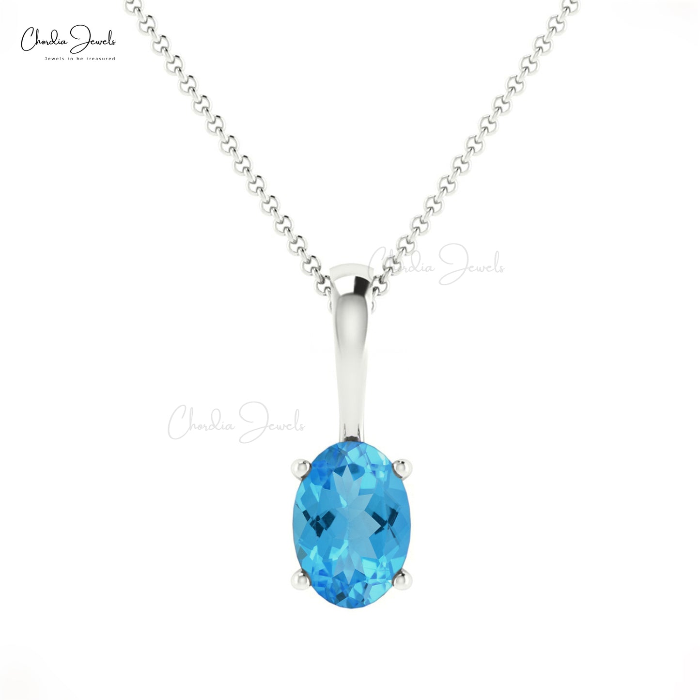 Buy Blue Topaz Handmade Pendants in 14k Real Gold Chordia Jewels
