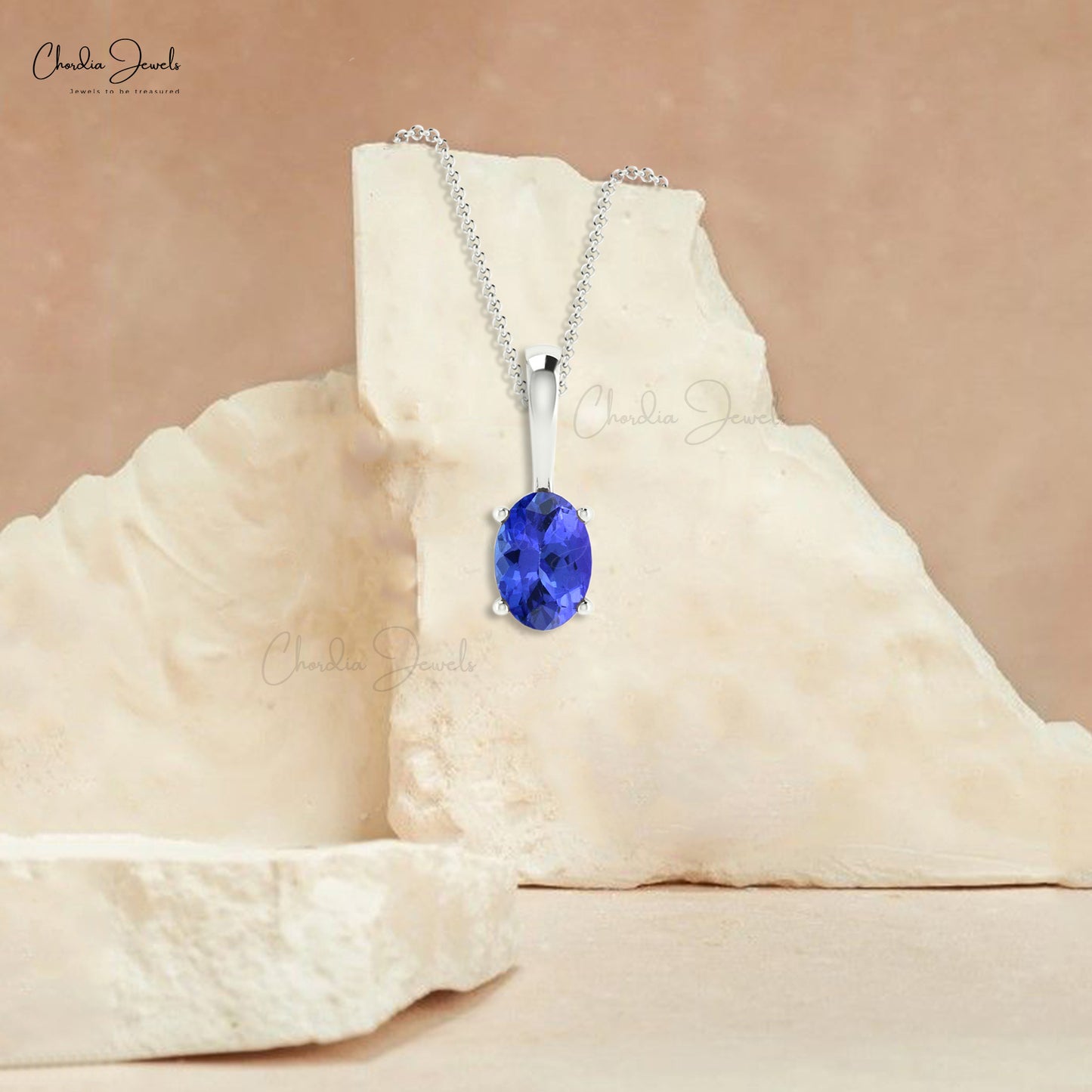 Delicate Tanzanite December Birthstone Pendant 0.54Ct Oval Cut Handmade Pendant 14k Real Gold Hallmarked Fine Jewelry For Her