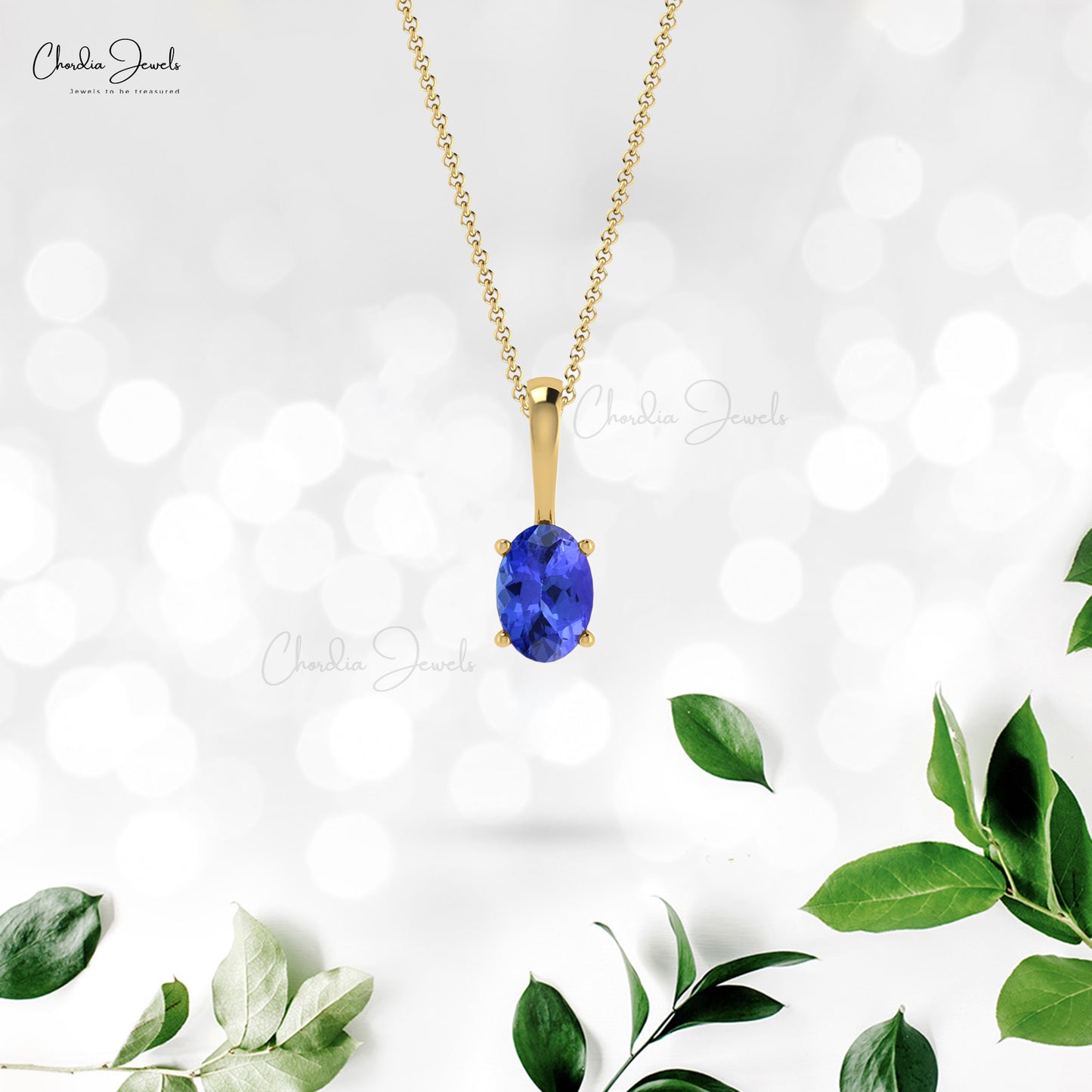 Natural Tanzanite Pendant 0.54Ct Oval Cut Handmade Pendant 14k Real Gold Hallmarked Jewelry Personalized Gift For Her