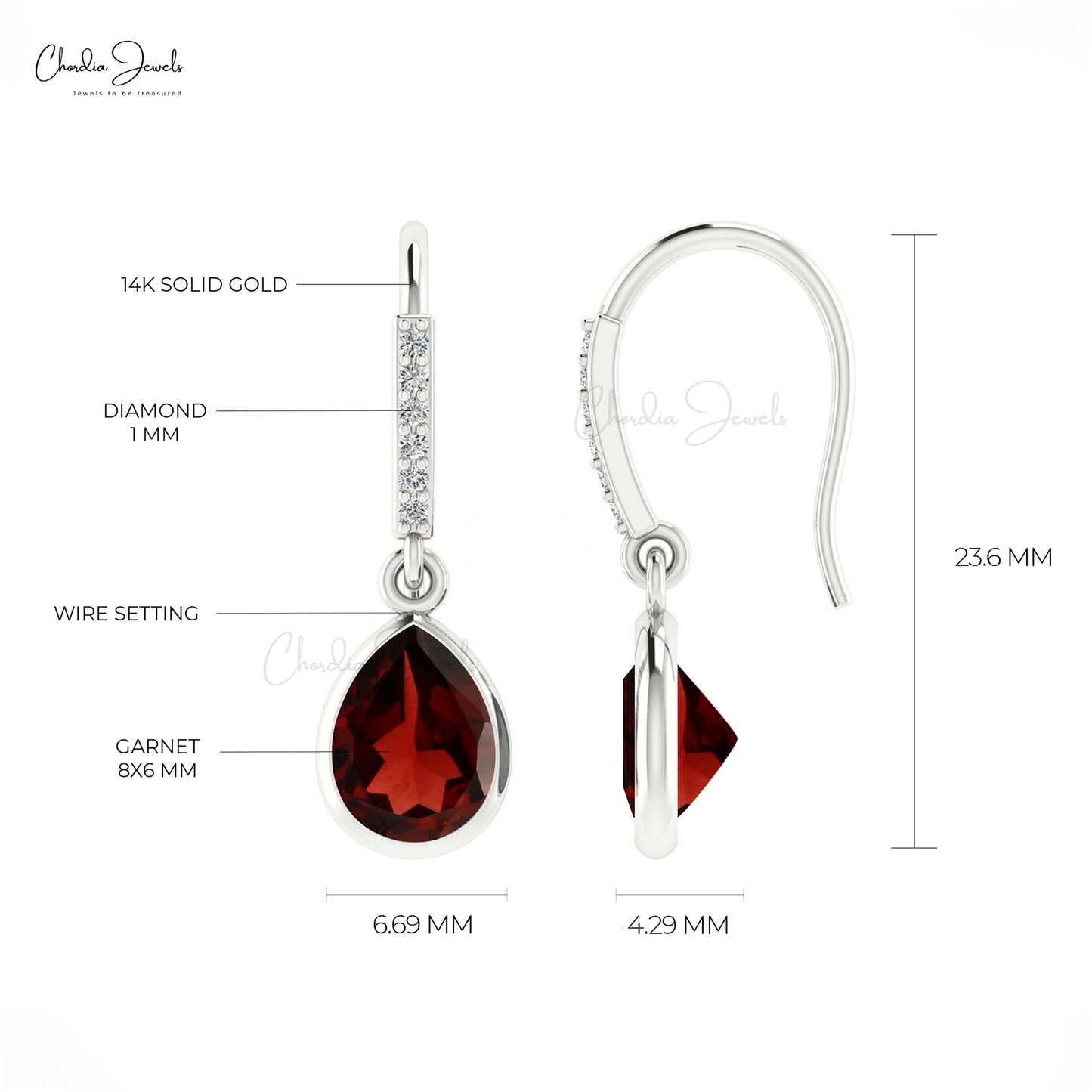 garnet minimalist earrings