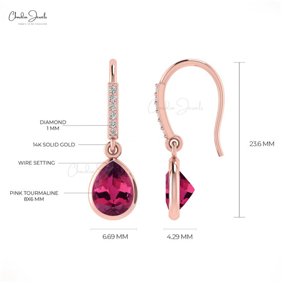 Dual-Tone Leaf Shape Dangle Earrings with Pink Stone