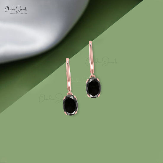 Load image into Gallery viewer, black diamond dainty earrings
