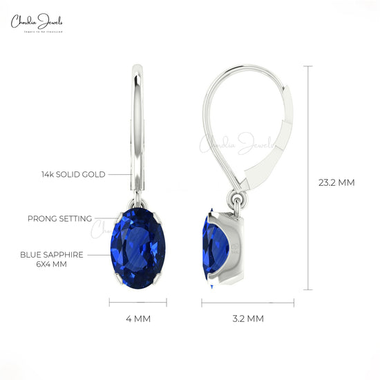 blue sapphire dangle earrings